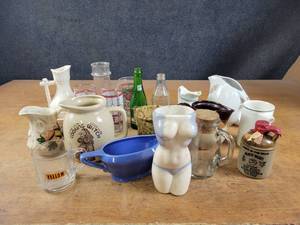 Lot of Assorted Coca-Cola Cups, Bottle, 7-UP Bottle, Bikini Vase and More - NO SHIPPING
