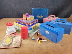 Vintage Toys, Puzzles, trivial Pursuit, Mickey Mouse Bubbles Pipe, Sno-Bloc Makers, Slinkys and More