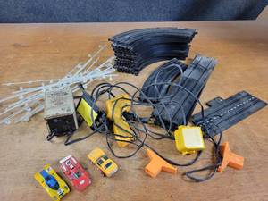 1970s Aurora Slot Car Track, Cars, Power Supply and Controller