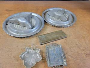 Pair of Vintage Hubcaps, Solid Brass Mail Slot and More