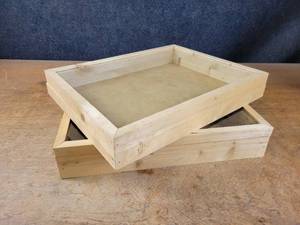 (2) Wood Display Cases w Glass - About 19 x 15 x 3-12 and 19 x 15 x 3 - NO SHIPPING