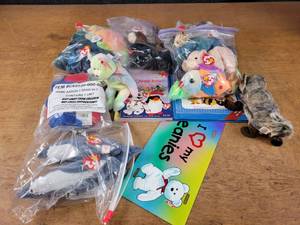 Lot of Beanie Babies, Beanie Babies Books and More
