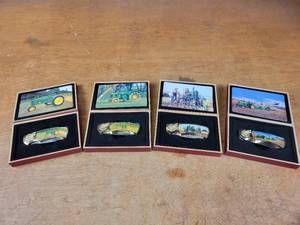 (4) John Deere Collector Knives on Cases