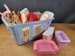 Large Lot of Barbie Dolls, Furniture and More