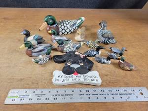 Collection of Wood Ducks, loon and Dog Wall hanging