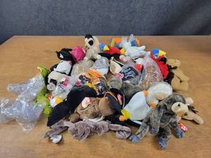 Lot of (32) Assorted Beanie Babies  (4) Packs of Tag Protectors