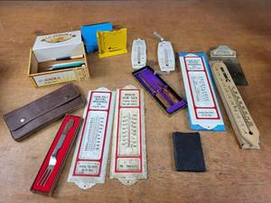 Vintage Advertising Thermometers, Leather Wallet and More