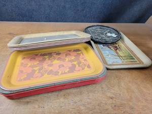 (19) Vintage Metal Trays - Most are about 17 x 12 - NO SHIPPING