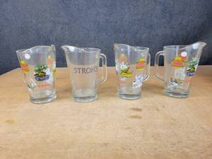 (4) Glass Beer Pitchers - includes (3) Schmidts and a Strohs