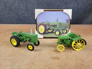 (2) John Deere Diecast Tractors and Picture