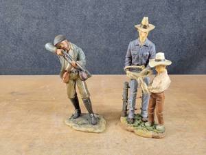 Pair of Statues - Cowboy and Hunter - Each around 11 Tall