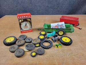 ERTL John Deere Spreader, International Wagon, Farmall Alarm Clock, Extra Tractor Wheels and More