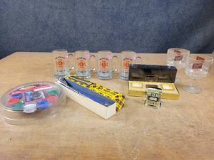 Vintage Little Bandit Slot Machine, VFW Post 3842 Madelia, MN Mugs, Mr. Drop-Stir, Schlitz Glasses and More