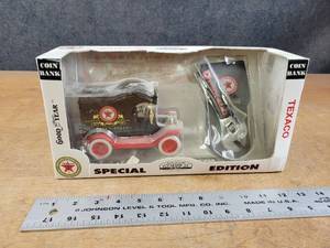 TEXACO 1912 Ford Model T Delivery Truck Coin Bank and Adjustable Wrench