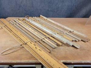 Lot of (20) Vintage Wood Yardsticks - Many Square and (4) are 48
