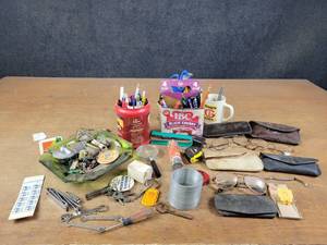 Vintage Glasses, Junk Drawer Items, Slinky, Pens and More