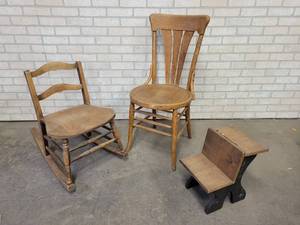Vintage Murphy Rocker, Phoenix Chair Co. Chair and Mini School Desk - NO SHIPPING