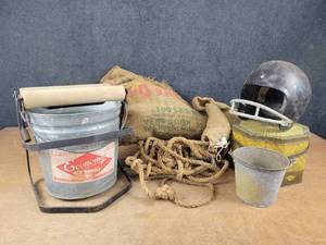 Vintage Galvanized Buckets, Rope, Burlap Sacks and More - NO SHIPPING