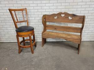 Rotating Bar Stool and Wood Entry way Bench - NO SHIPPING