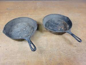 Griswold #8 Cast Iron Skillet and 10-12 Cast Iron Skillet, Marked Z2