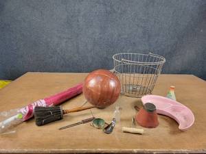 Vintage Egg Basket, Umbrella, Bowling Ball and More - NO SHIPPING