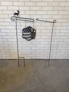 Thank You Veterans Metal Yard Art w Posts - Overall Approx. 45 Tall