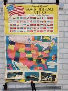 Vintage New and Revised WORLD REFERENCE ATLAS - Approx. 38 x 25 w (3) Double Sided Pages