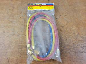 lot 64 image: New (3-Pack) Yellow Jacket Plus II 14 x 48 Refrigeration Charging Hoses - Part No. 22984