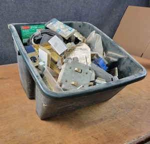 lot 74 image: Tote Full of Electrical Supplies - Tote is 14 Gallon