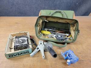 lot 93 image: Sencore DVM35 Multimeter, Hand Tools and Bag