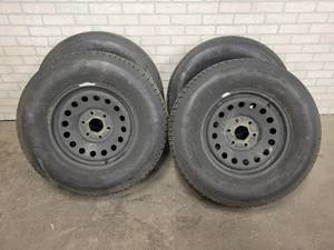lot 130 image: (4) Goodyear Wrangler P26570R17 Tires and Rims - 6x5.5 Bolt Pattern - NO SHIPPING