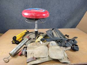 lot 160 image: Tool Belts, Work Light (Works), Stool and More - NO SHIPPING