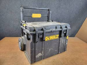lot 167 image: DeWalt Poly Rolling Toolbox - Box is about 21 x 16 x 16 - Front Clasps are Broken Off - NO SHIPPING
