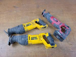 lot 181 image: (2) DeWalt 20V Reciprocating Saws and 20V Hyper Tough reciprocating Saw - Untested