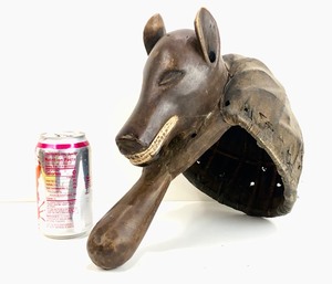 Expertly Carved DogWolf Ceremonial Mask wHandle - Congo