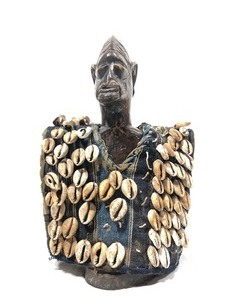 Pair of Yoruba Ibeji Twin Figures wCowrie Shell Cloaks