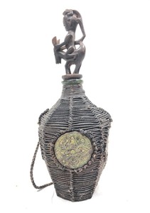 Highly Decorated Medicine or Magical Substances Container wAncestral Figure Stopper