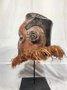 Impressively Carved Large Biombo Helmet Mask