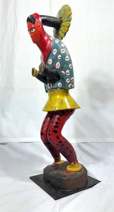 Brightly Colored Unique Baoule Colon Statuette Figure - Ivory Coast