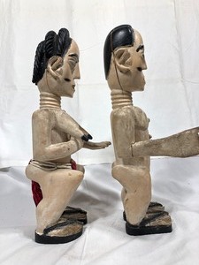 Pair Male &amp Female Ashanti (Ghana) Carved Wood Fertility Figures