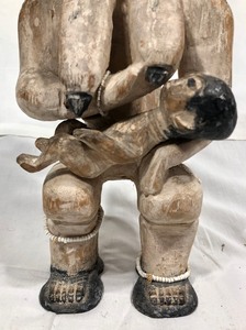 Carved Seated Fante Maternity Figure wNursing Baby