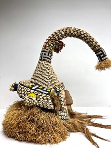 Large &amp Impressively Decorated Kuba Helmet Mask - Congo