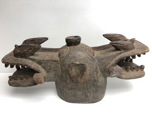 Large &amp Imposing 2-Headed Senufo Firespitters Mask