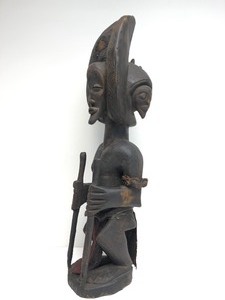 Large Ikenga Igbo 3-Headed Guardian Figure wStaffs