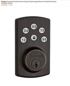 Kwikset Powerbolt2 Venetian Bronze Single Cylinder Electronic Deadbolt Featuring SmartKey Security. See Pictures