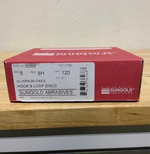 Sungold Abrasives 5 in. 8-Hole 120-Grit Premium Heavy F-Weight Aluminum Oxide Hook and Loop Sanding Discs (50 per Box). See Pictures