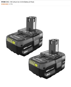 RYOBI ONE 18V Lithium-Ion 4.0 Ah Battery (2-Pack). See Pictures