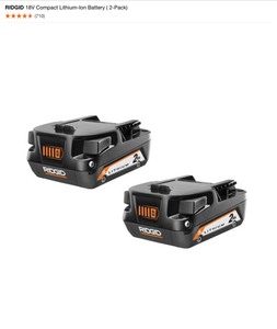 RIDGID 18V Compact Lithium-Ion Battery ( 2-Pack). See Pictures