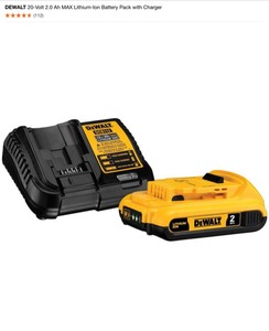 DEWALT 20-Volt 2.0 Ah MAX Lithium-Ion Battery Pack with Charger. See Pictures