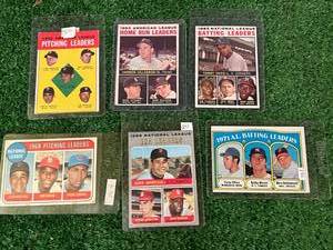 lot 97 image: 1960s & 70s Baseball Leaders Cards - Killebrew, Hank Aaron, Clemente, Bob Gibson, Fergie Jenkins, Steve Carlton